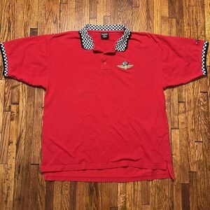 Vintage Indianapolis Motor Speedway Checkered Collar Polo Red Men's XXL